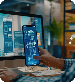 Digital growth visualization with hand holding glowing chart